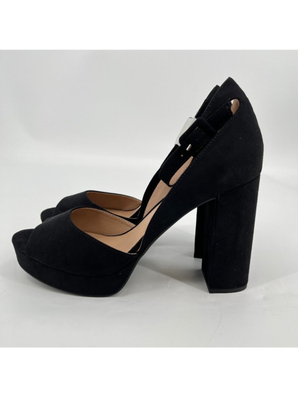 Sun + Stone Reemaa Platform Sandals Black Size 10M Fabric Block Heel Ankle Strap - Picture 6 of 16